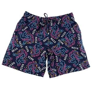 NWT‎ MAD ENGINE Mens NASA Astronaut Pajama Sleep Shorts Lounge LG Navy Blue